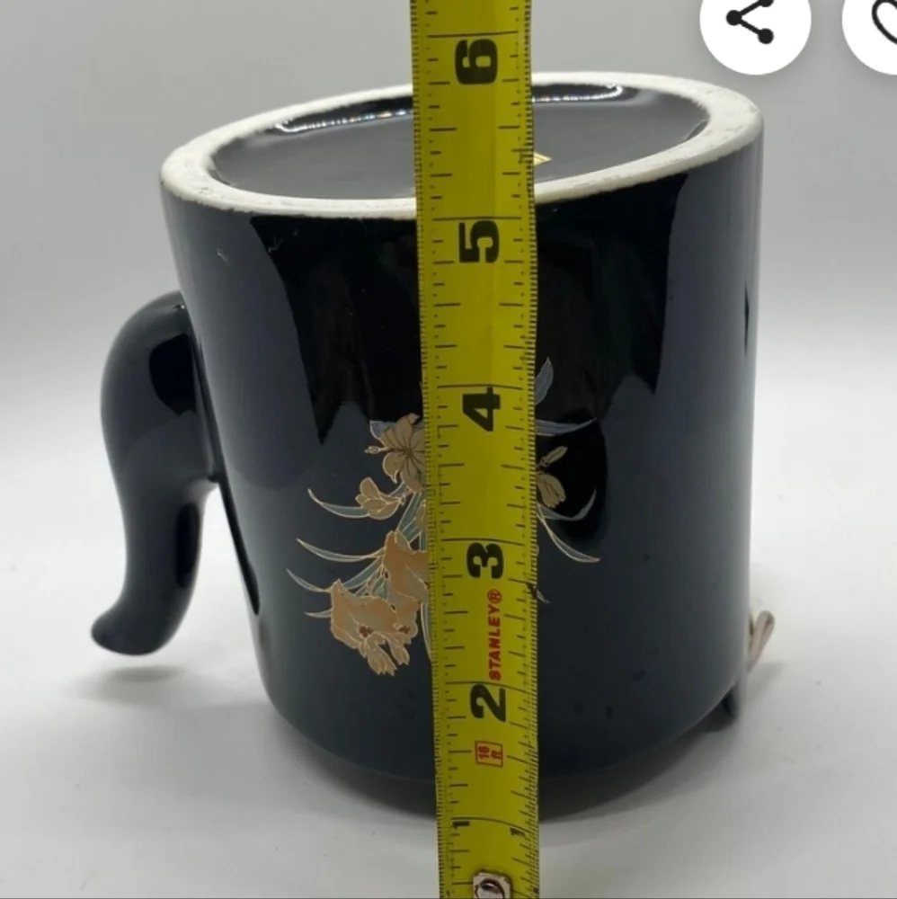 Vintage Black Teapot w/Wicker Handle -Made in Japan